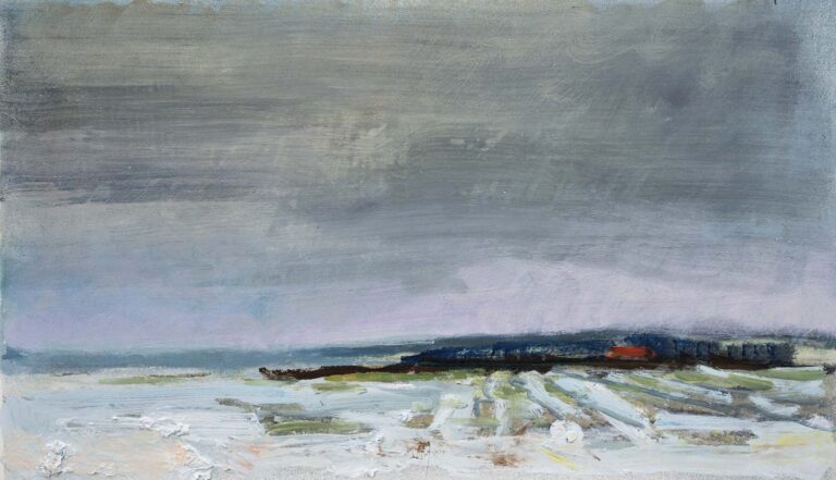 26. Landskabsetude, vinter, 30 x 40 cm, olie på papir, solgt